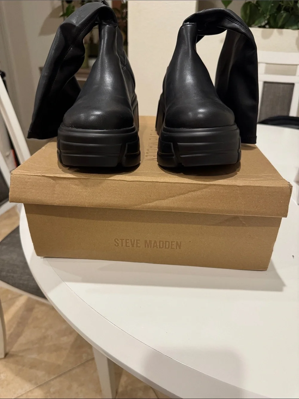 Steve Madden Black Chunky Platform Ankle Boots